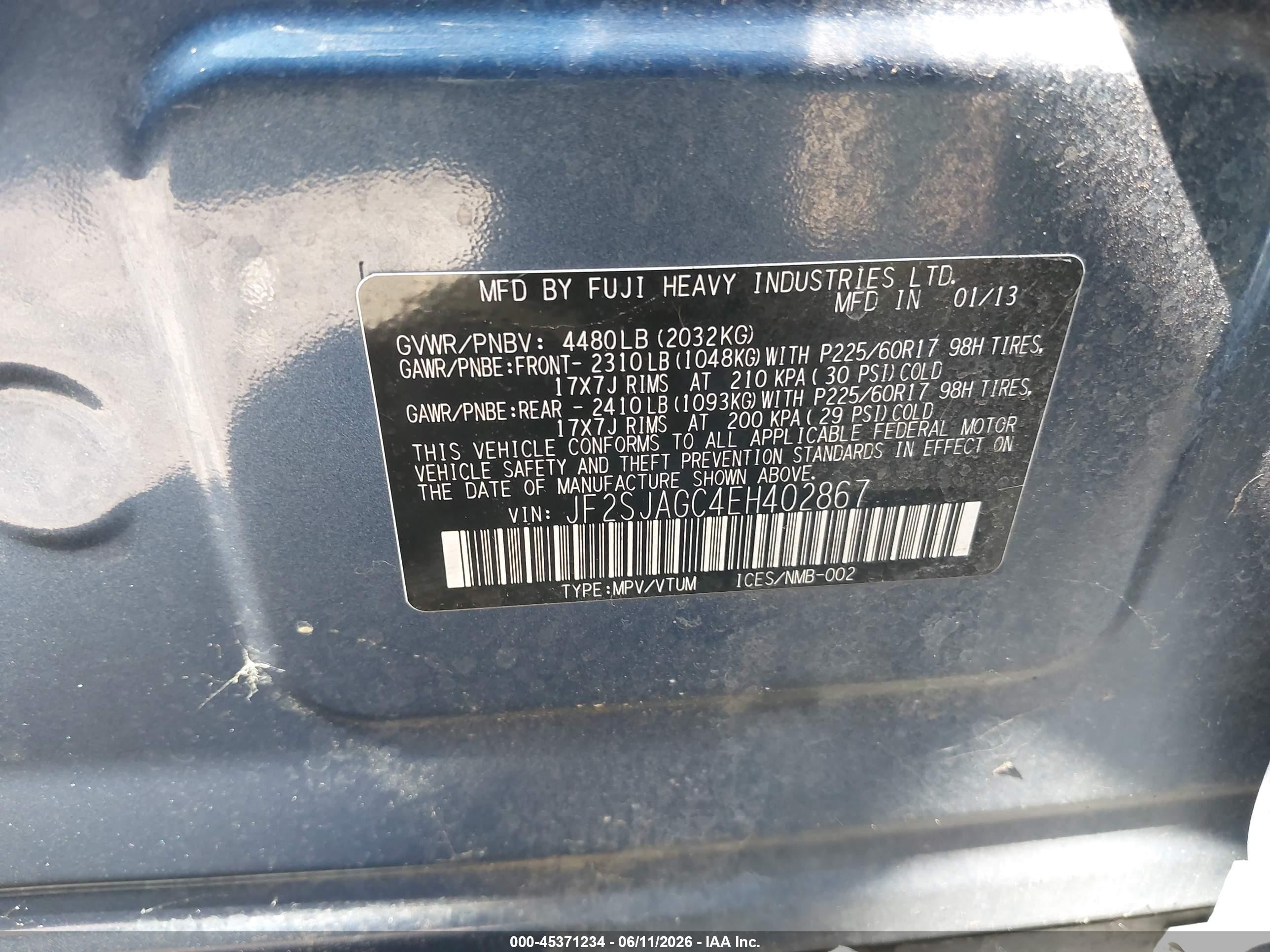 2014 Subaru Forester 2.5i Premium Blue vin: JF2SJAGC4EH402867