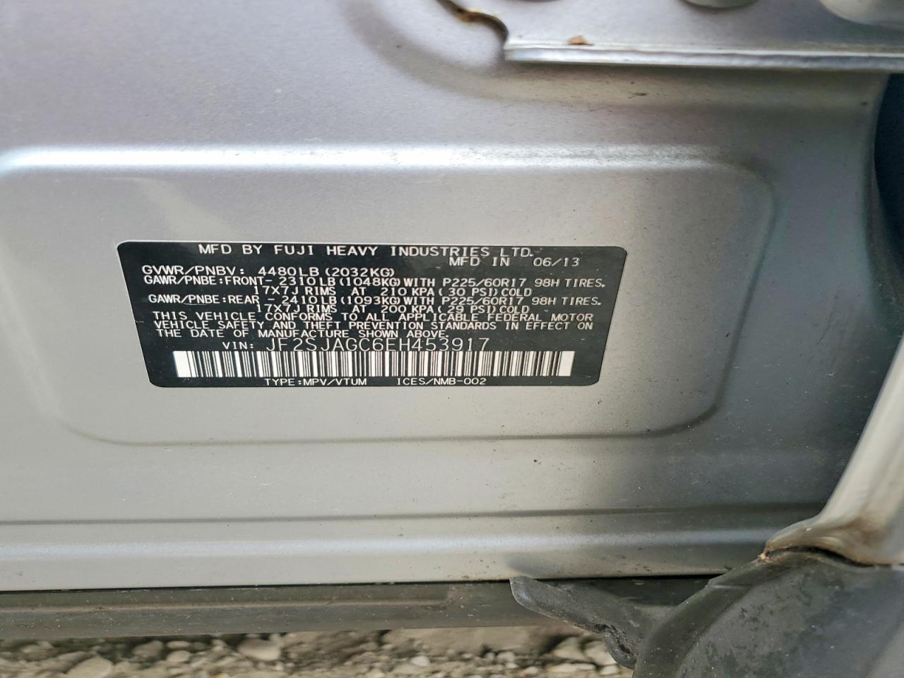 2014 Subaru Forester 2.5i Premium Серебряный vin: JF2SJAGC6EH453917