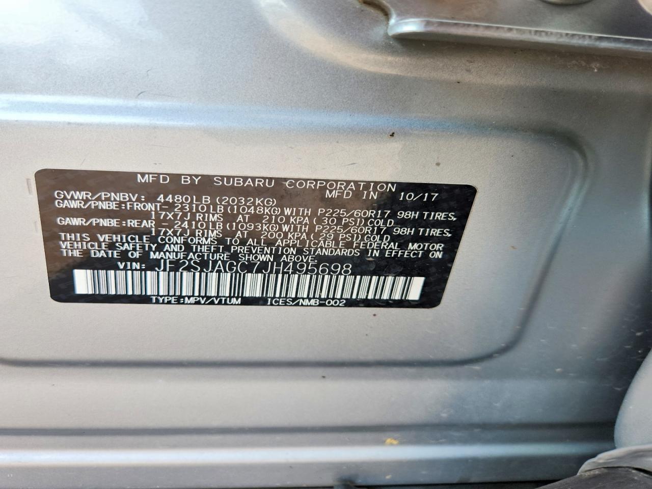 2018 Subaru Forester 2.5i Premium Серебряный vin: JF2SJAGC7JH495698