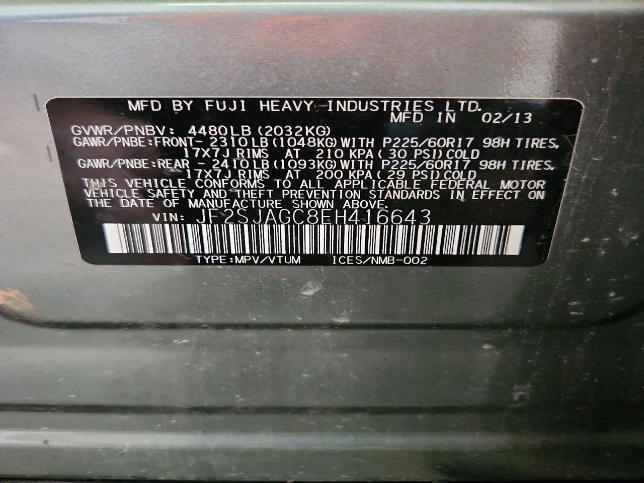 2014 Subaru Forester 2.5i Premium Green vin: JF2SJAGC8EH416643