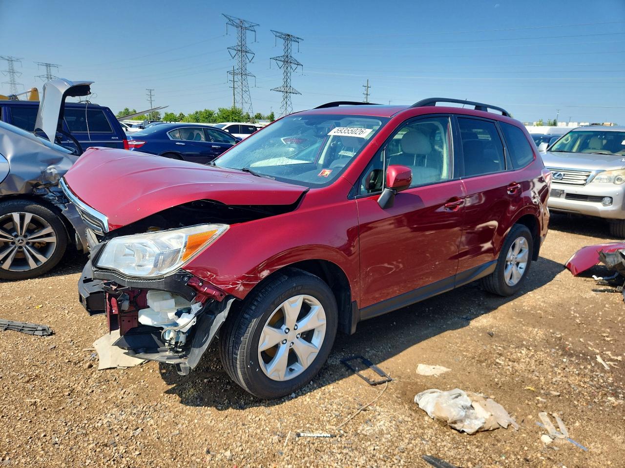 2015 Subaru Forester 2.5i Premium Красный vin: JF2SJAGC8FH560582