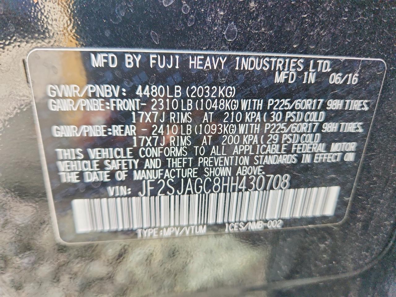 2017 Subaru Forester 2.5i Premium Black vin: JF2SJAGC8HH430708