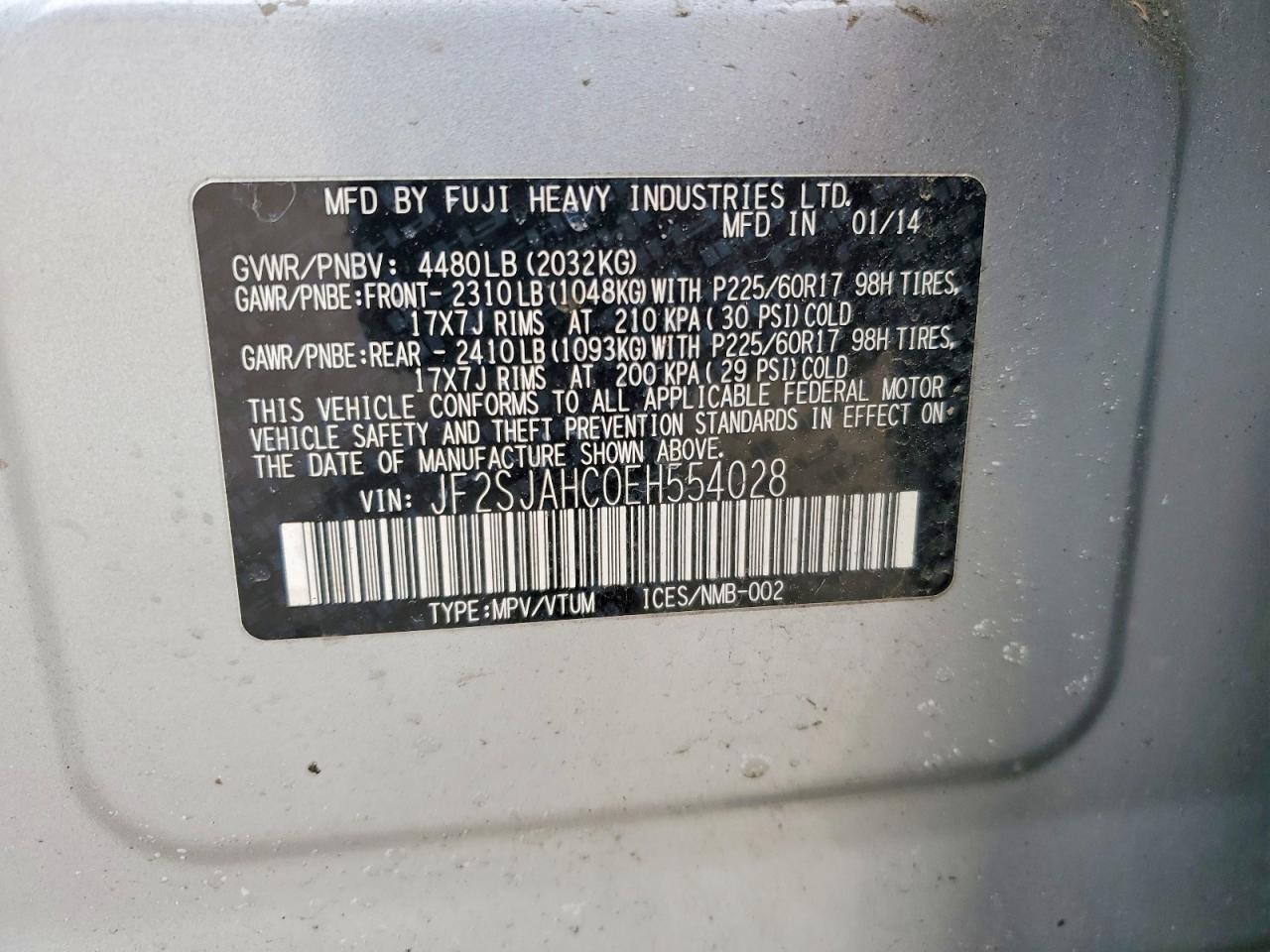 2014 Subaru Forester 2.5i Limited Silver vin: JF2SJAHC0EH554028