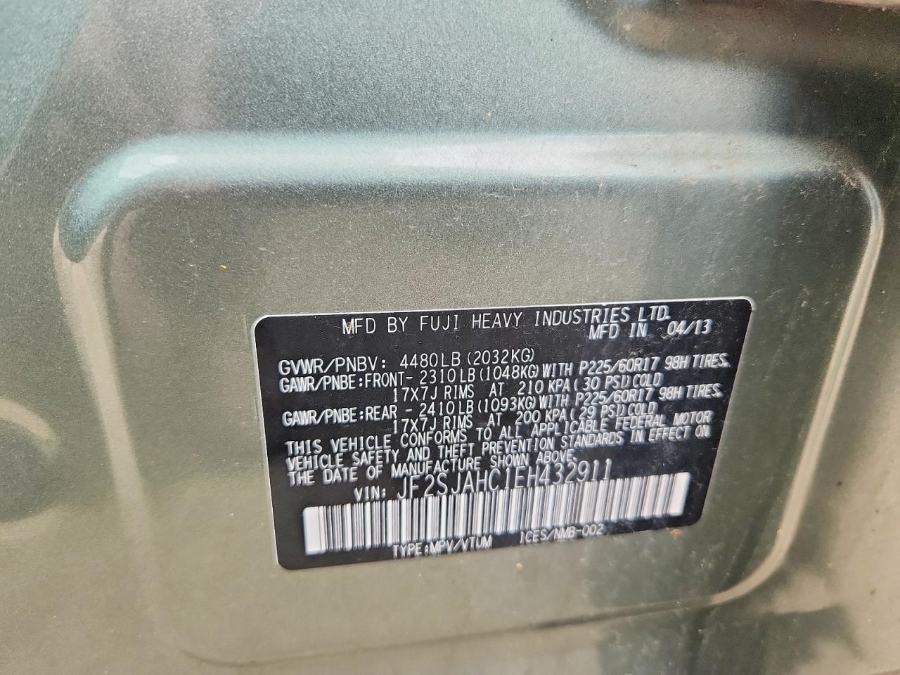2014 Subaru Forester 2.5i Limited Green vin: JF2SJAHC1EH432911