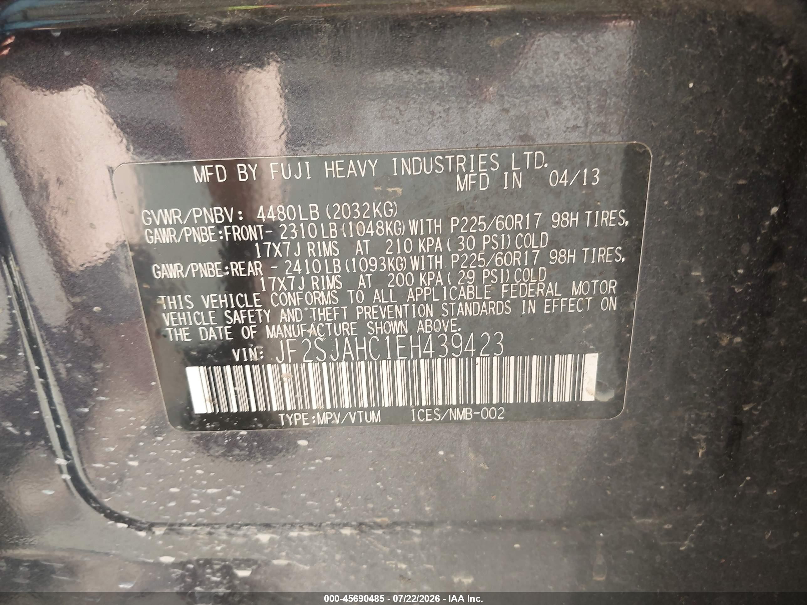 2014 Subaru Forester 2.5i Limited Черный vin: JF2SJAHC1EH439423