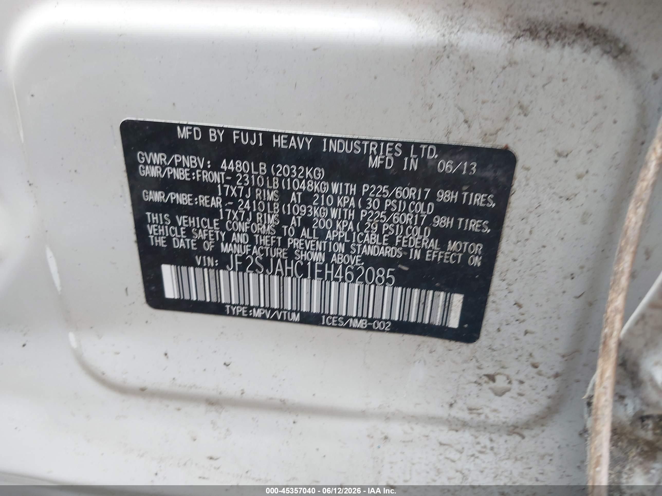 2014 Subaru Forester 2.5i Limited vin: JF2SJAHC1EH462085