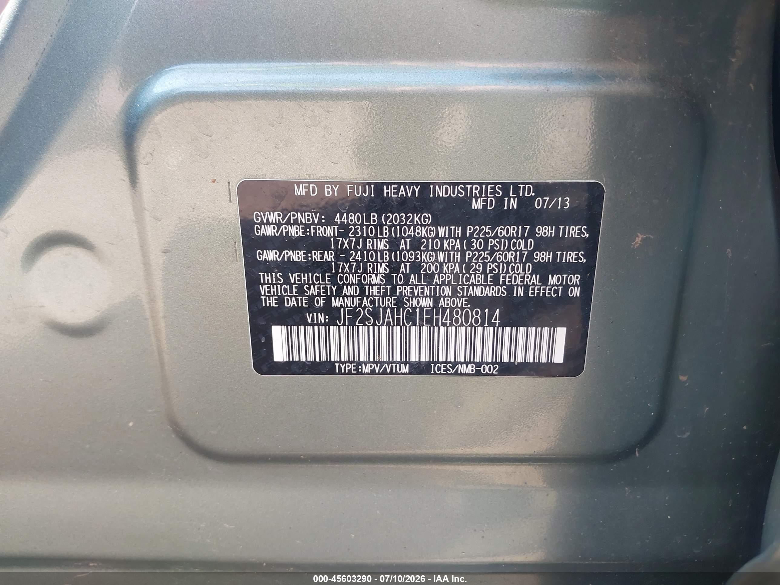 2014 Subaru Forester 2.5i Limited Зеленый vin: JF2SJAHC1EH480814
