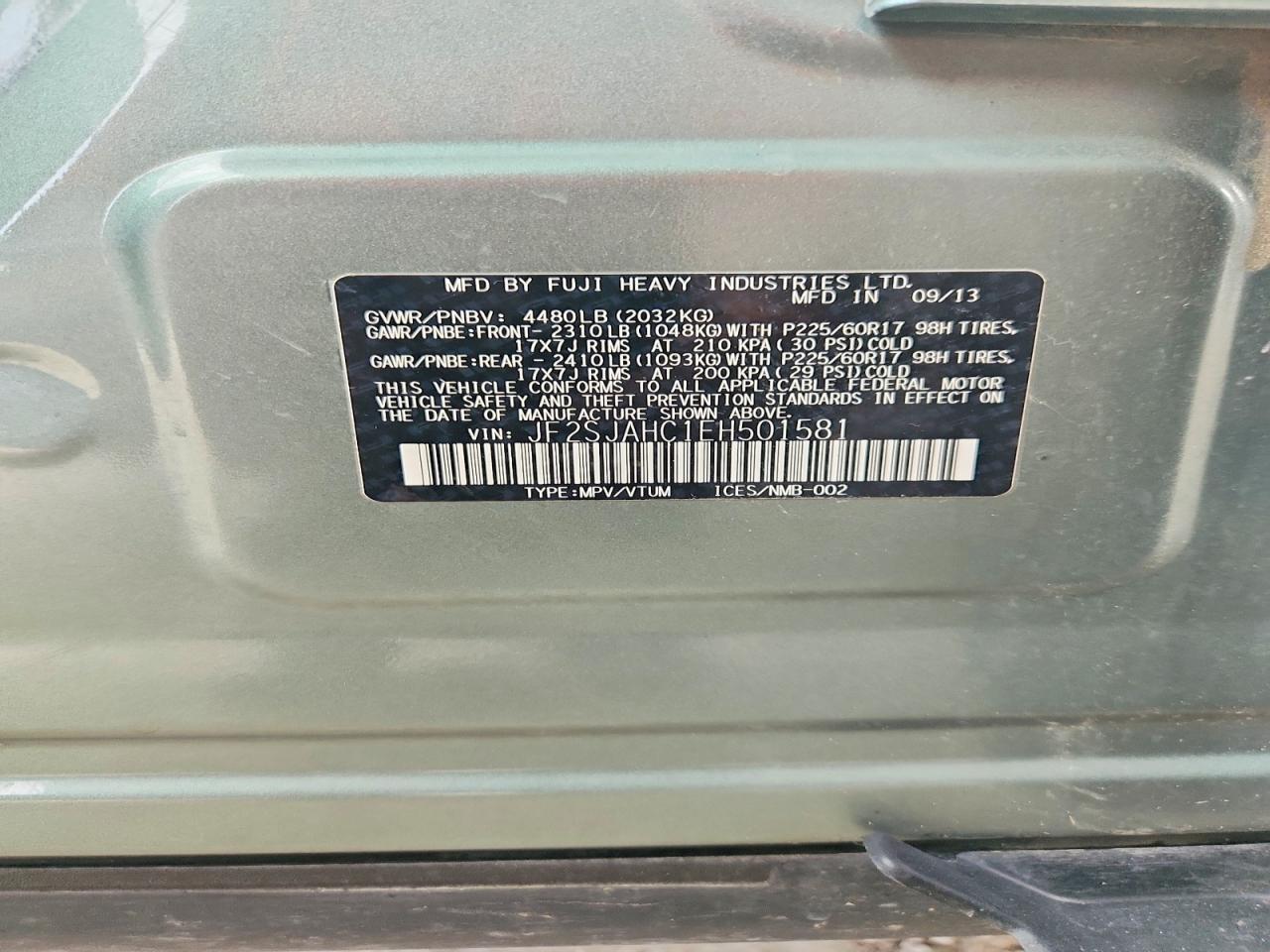 2014 Subaru Forester 2.5i Limited Green vin: JF2SJAHC1EH501581