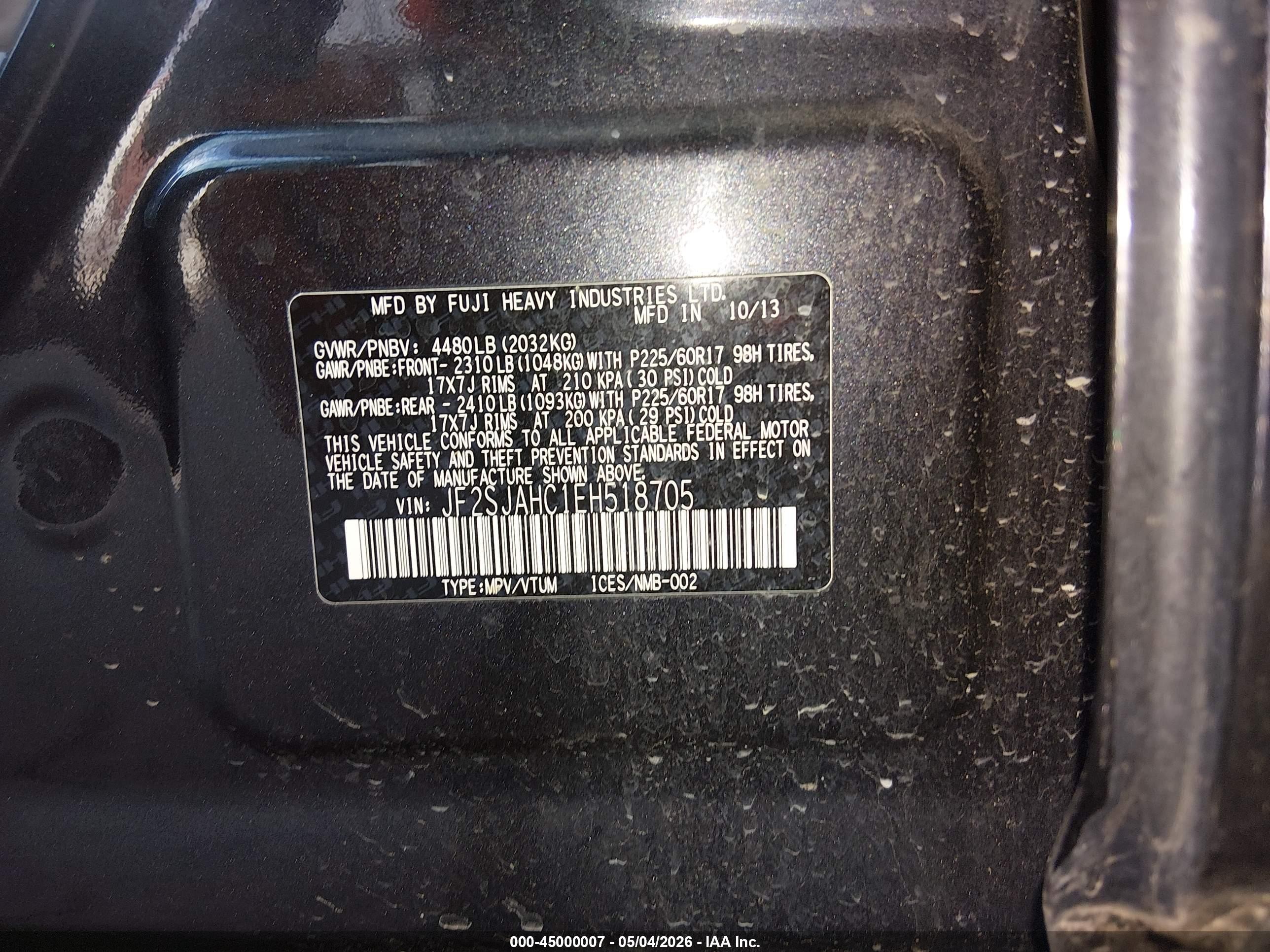 2014 Subaru Forester 2.5i Limited Black vin: JF2SJAHC1EH518705