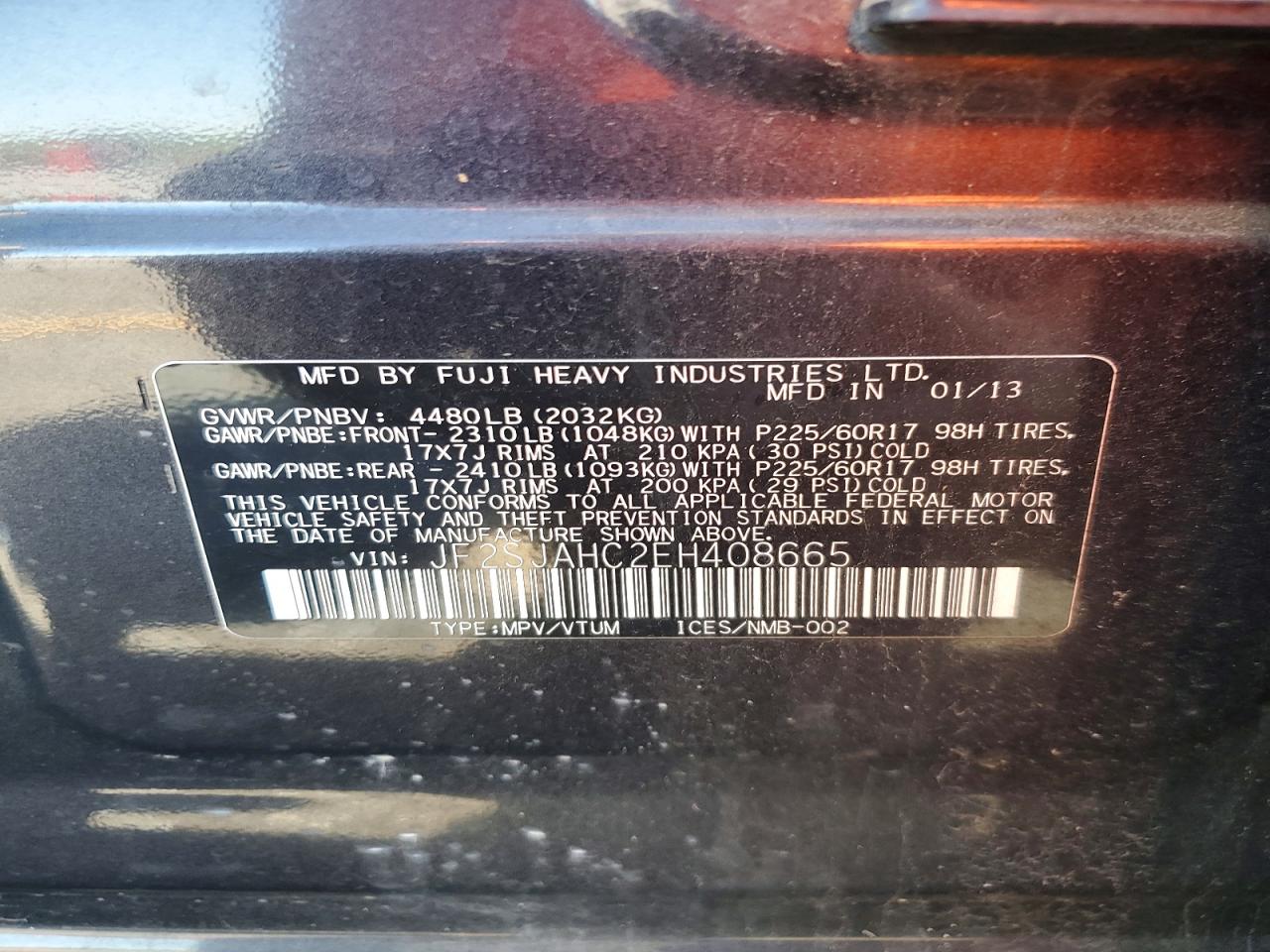 2014 Subaru Forester 2.5i Limited Charcoal vin: JF2SJAHC2EH408665