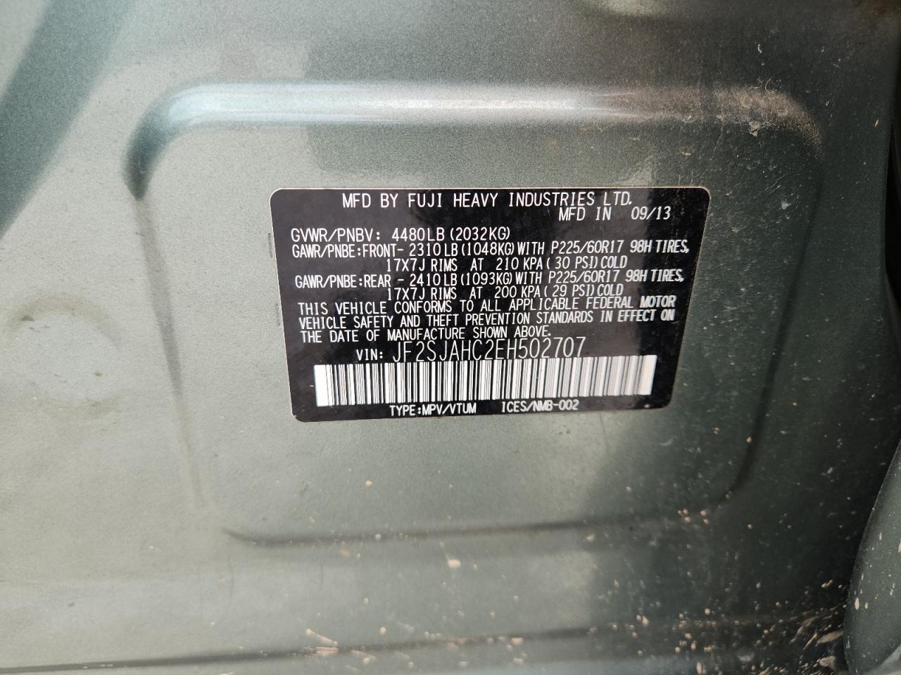 2014 Subaru Forester 2.5i Limited Green vin: JF2SJAHC2EH502707