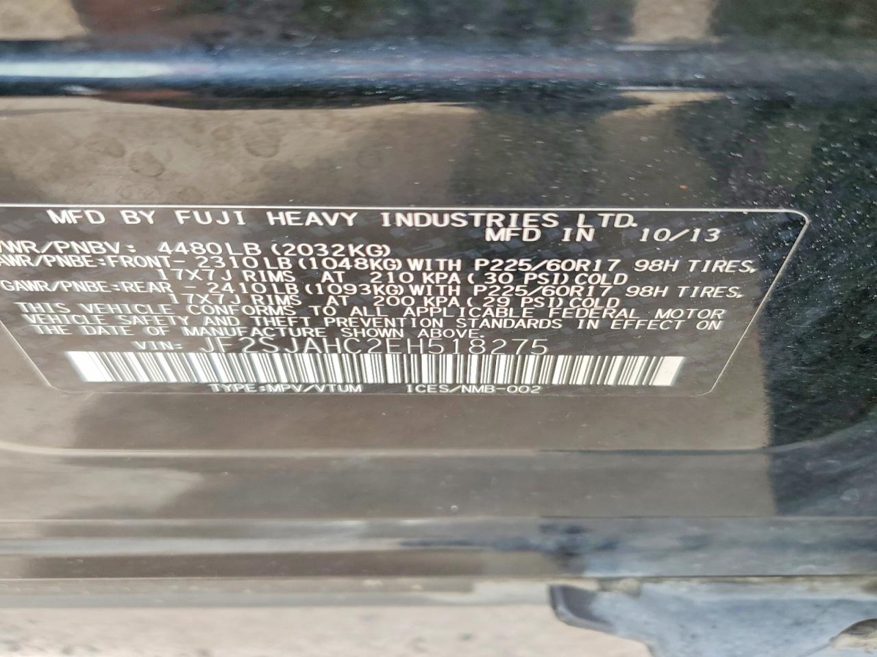 2014 Subaru Forester 2.5i Limited Черный vin: JF2SJAHC2EH518275