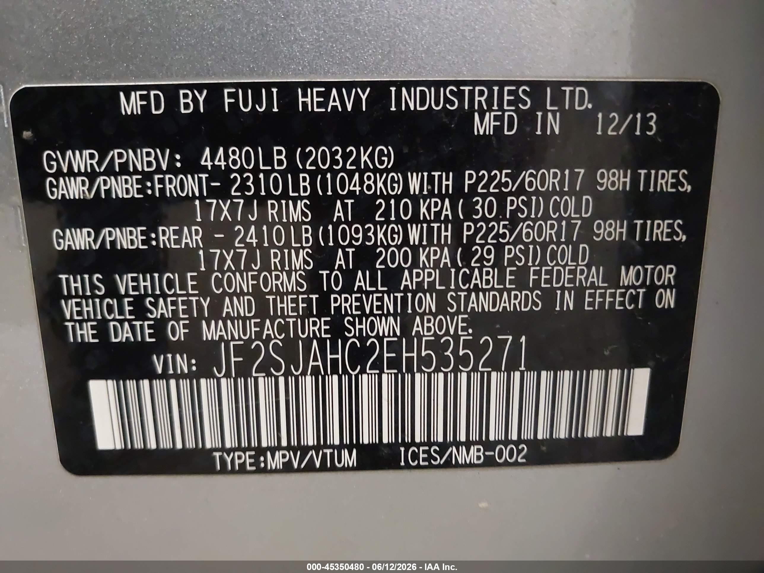 2014 Subaru Forester 2.5i Limited Silver vin: JF2SJAHC2EH535271
