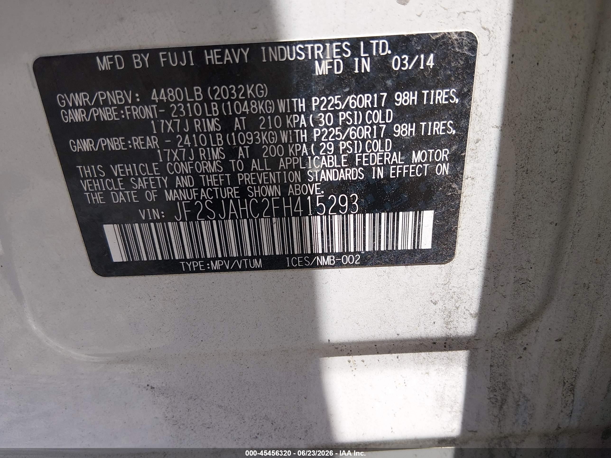 2015 Subaru Forester 2.5i Limited Белый vin: JF2SJAHC2FH415293