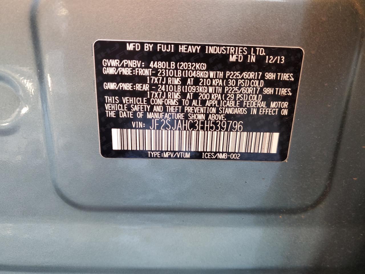 2014 Subaru Forester 2.5i Limited Green vin: JF2SJAHC3EH539796