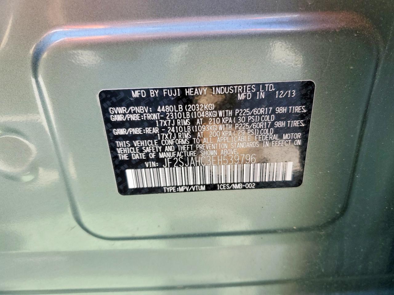 2014 Subaru Forester 2.5i Limited Green vin: JF2SJAHC3EH539796