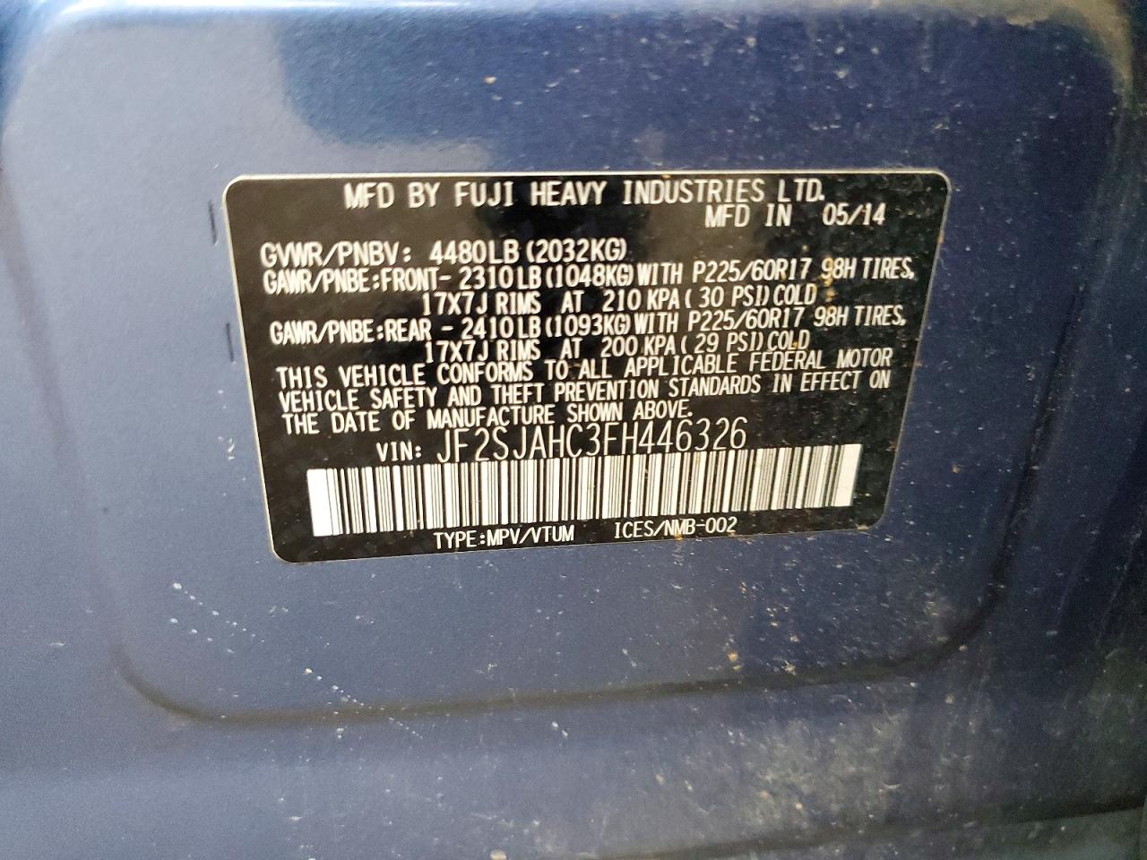 2015 Subaru Forester 2.5i Limited Синий vin: JF2SJAHC3FH446326