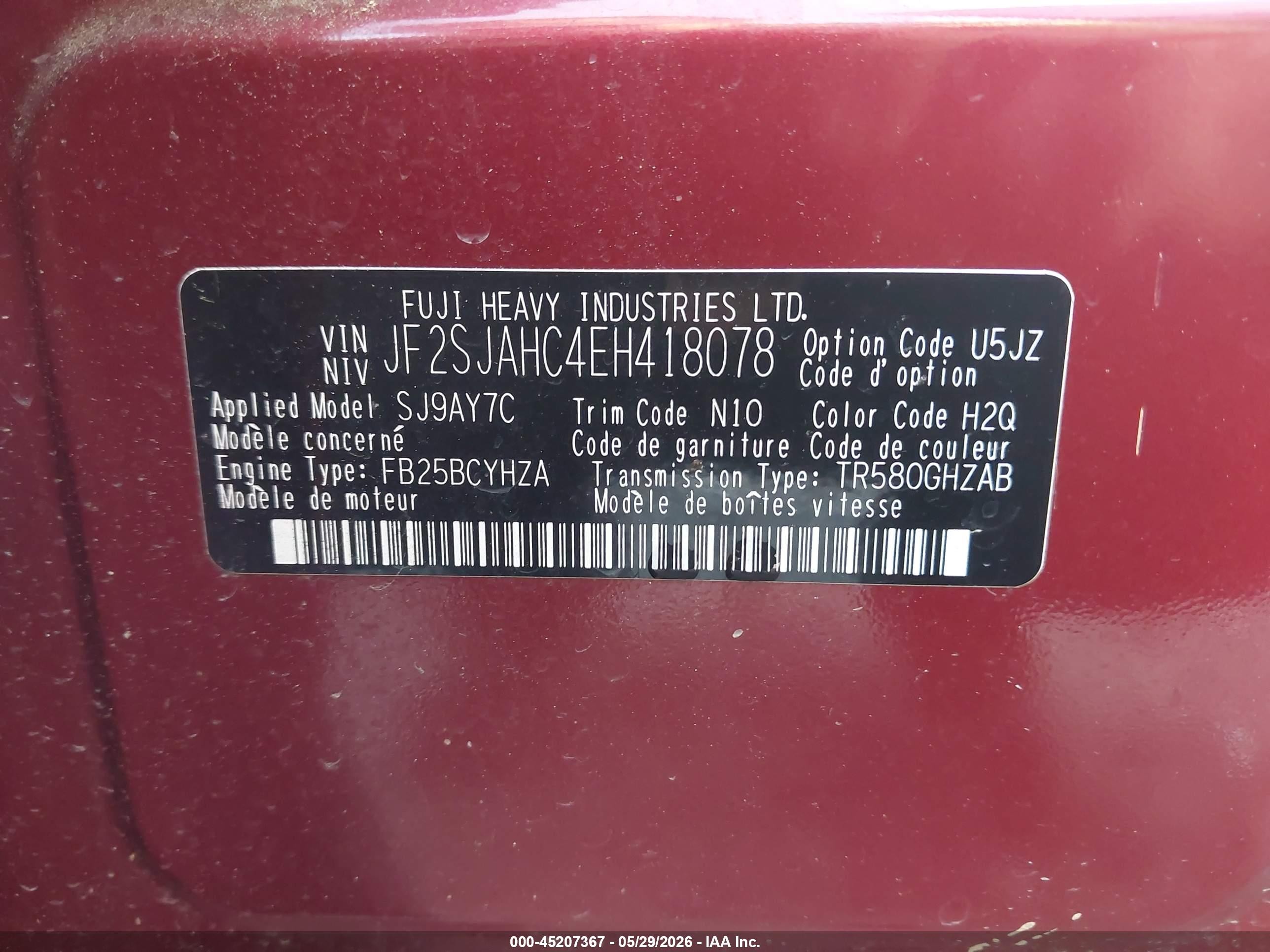 2014 Subaru Forester 2.5i Limited Red vin: JF2SJAHC4EH418078