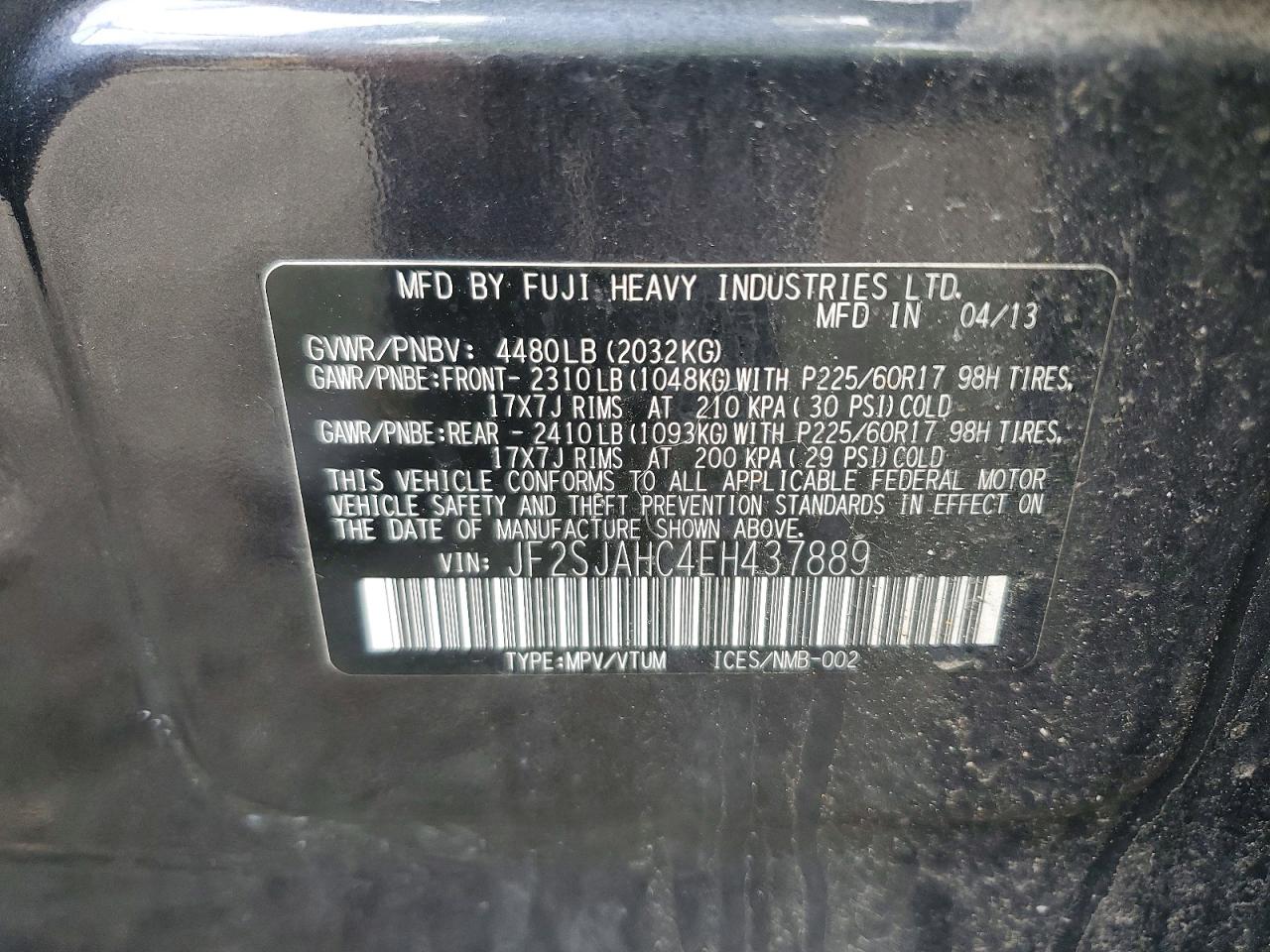 2014 Subaru Forester 2.5i Limited Charcoal vin: JF2SJAHC4EH437889
