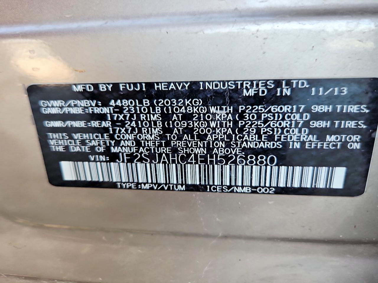 2014 Subaru Forester 2.5i Limited Tan vin: JF2SJAHC4EH526880