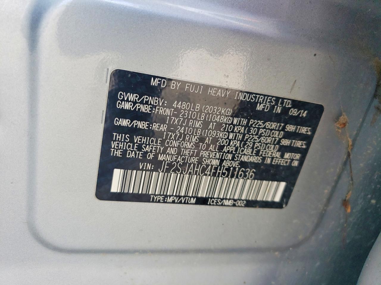 2015 Subaru Forester 2.5i Limited Silver vin: JF2SJAHC4FH511636