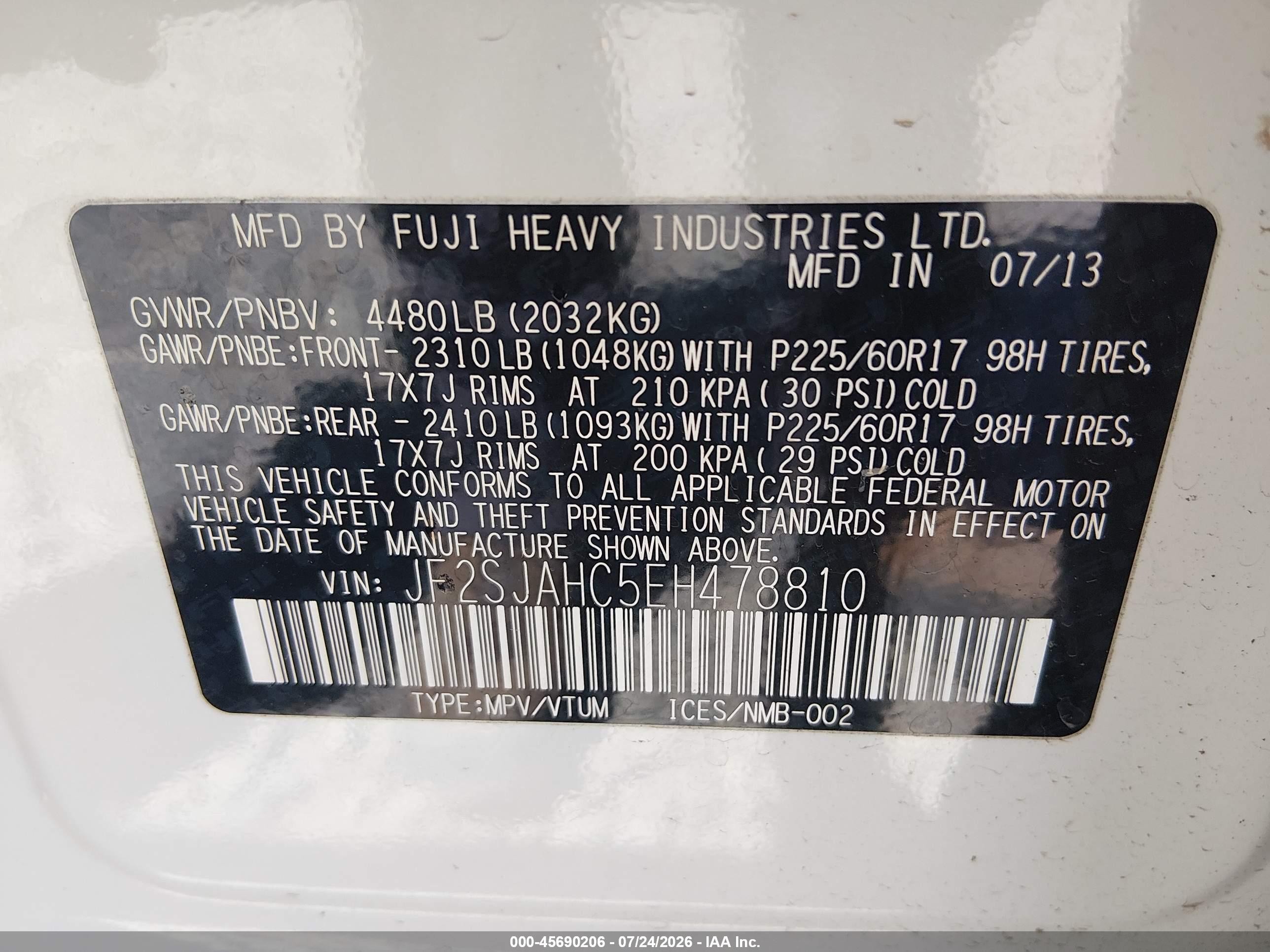 2014 Subaru Forester 2.5i Limited White vin: JF2SJAHC5EH478810