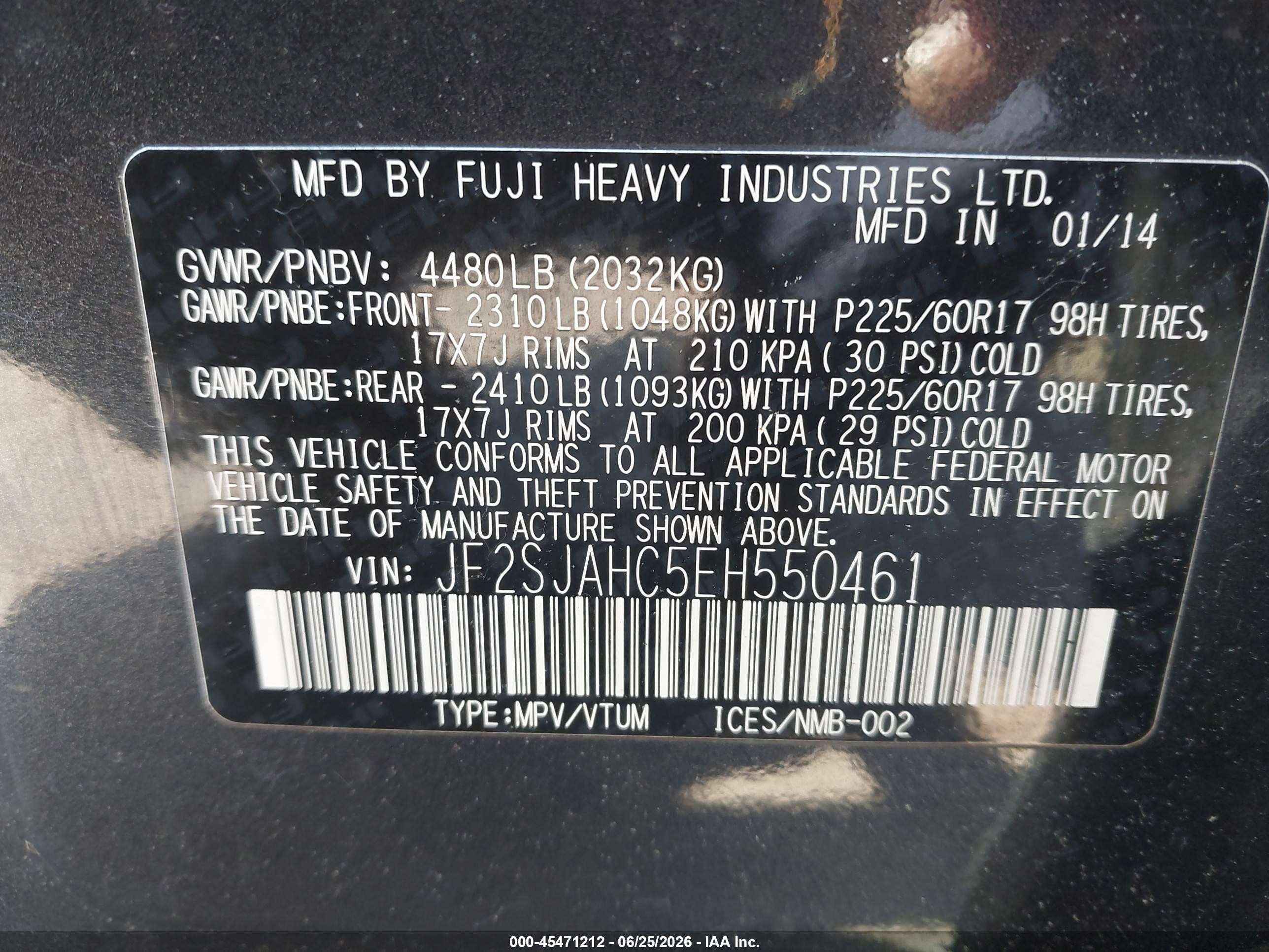 2014 Subaru Forester 2.5i Limited Черный vin: JF2SJAHC5EH550461
