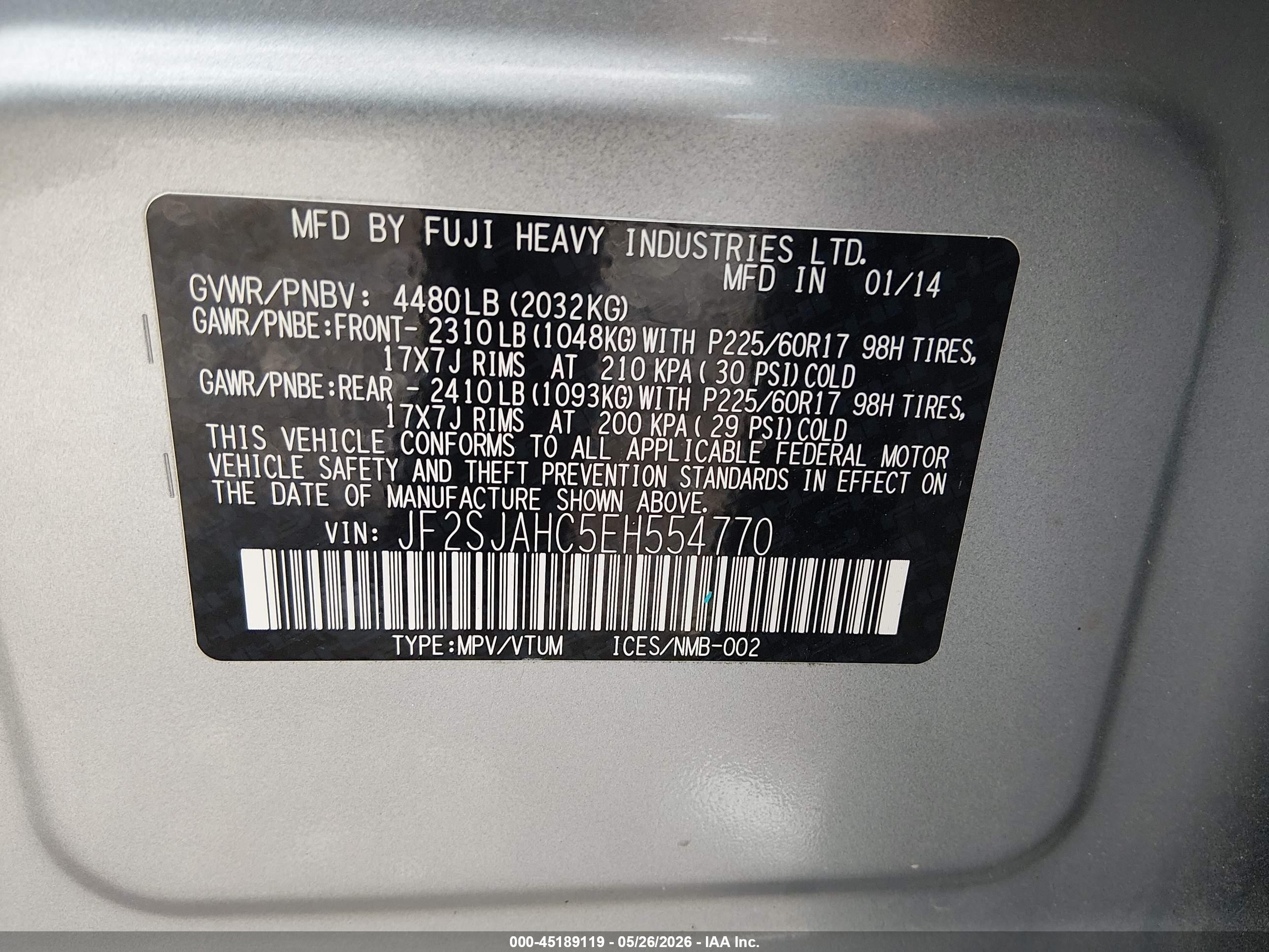 2014 Subaru Forester 2.5i Limited Серебряный vin: JF2SJAHC5EH554770