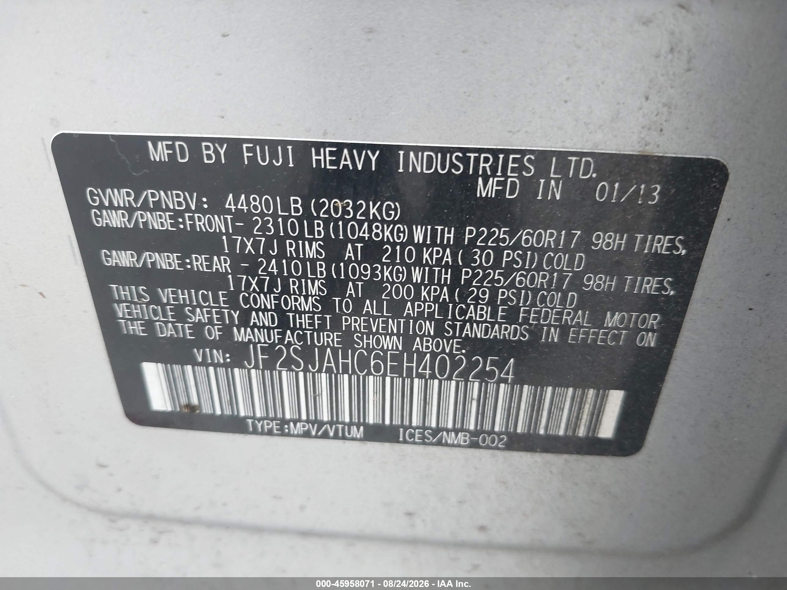2014 Subaru Forester 2.5i Limited Silver vin: JF2SJAHC6EH402254
