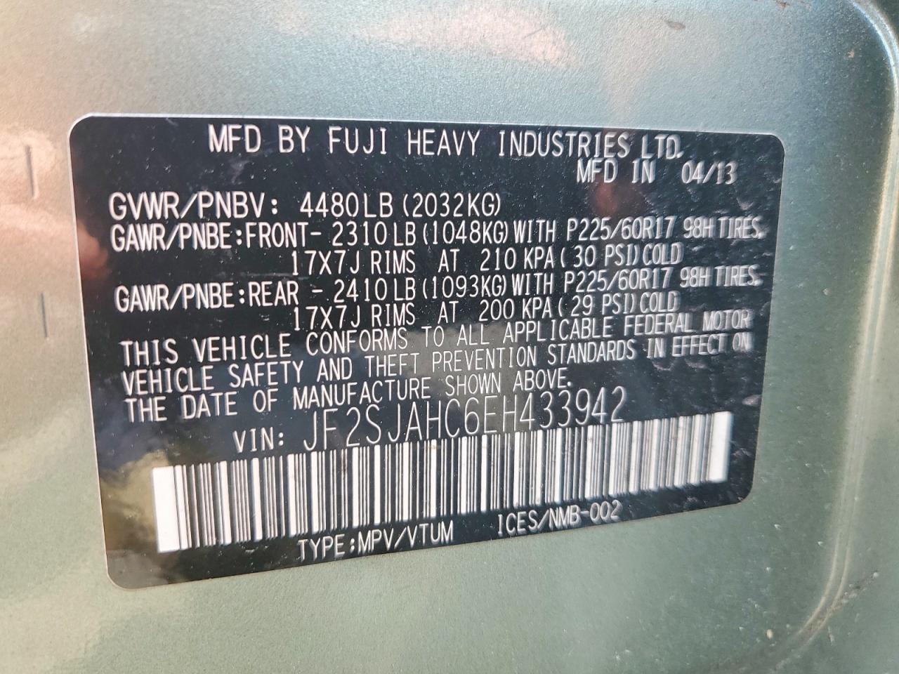 2014 Subaru Forester 2.5i Limited Green vin: JF2SJAHC6EH433942