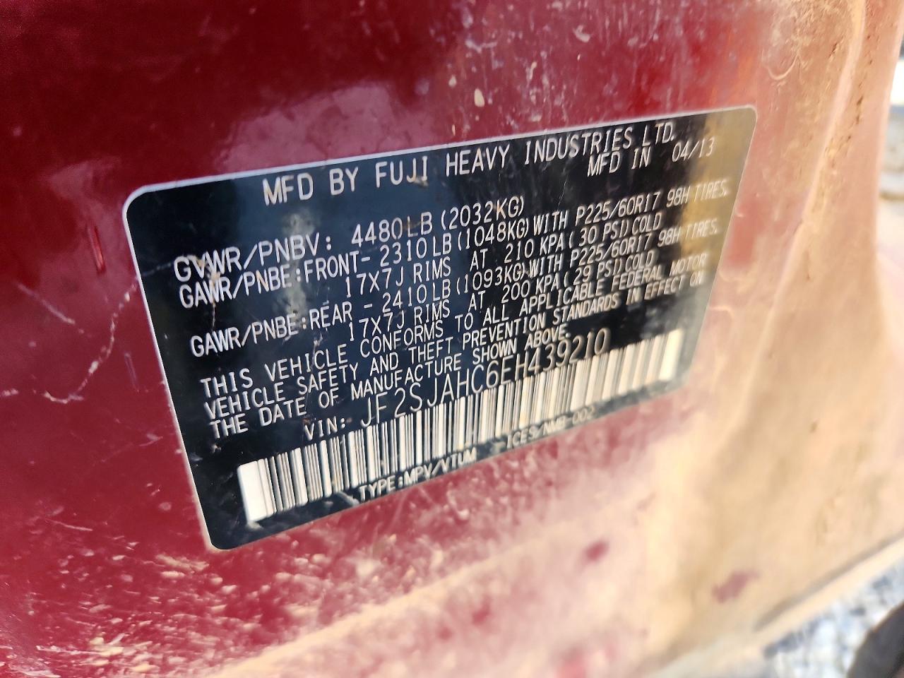 2014 Subaru Forester 2.5i Limited Maroon vin: JF2SJAHC6EH439210