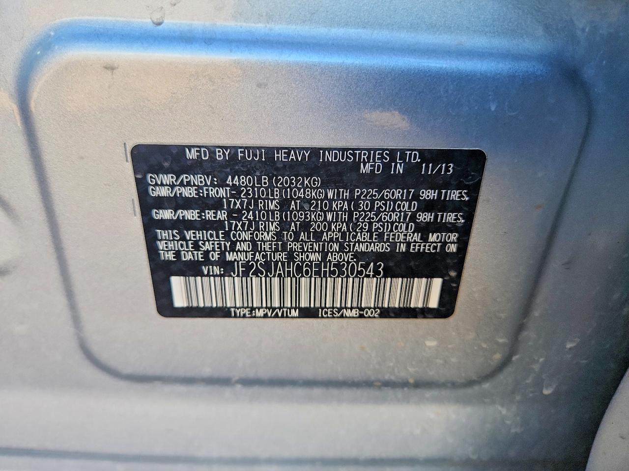 2014 Subaru Forester 2.5i Limited Silver vin: JF2SJAHC6EH530543