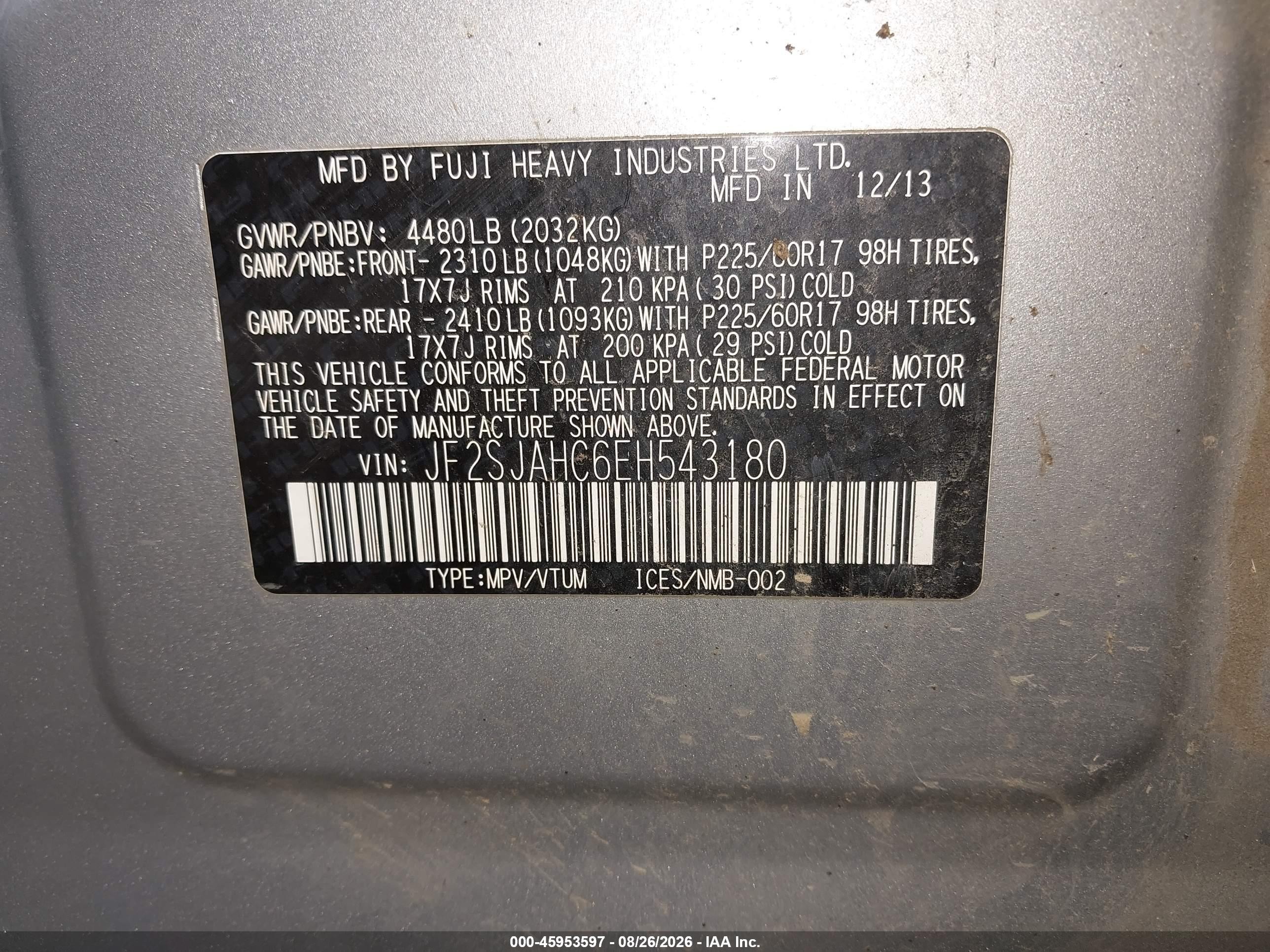 2014 Subaru Forester 2.5i Limited Silver vin: JF2SJAHC6EH543180
