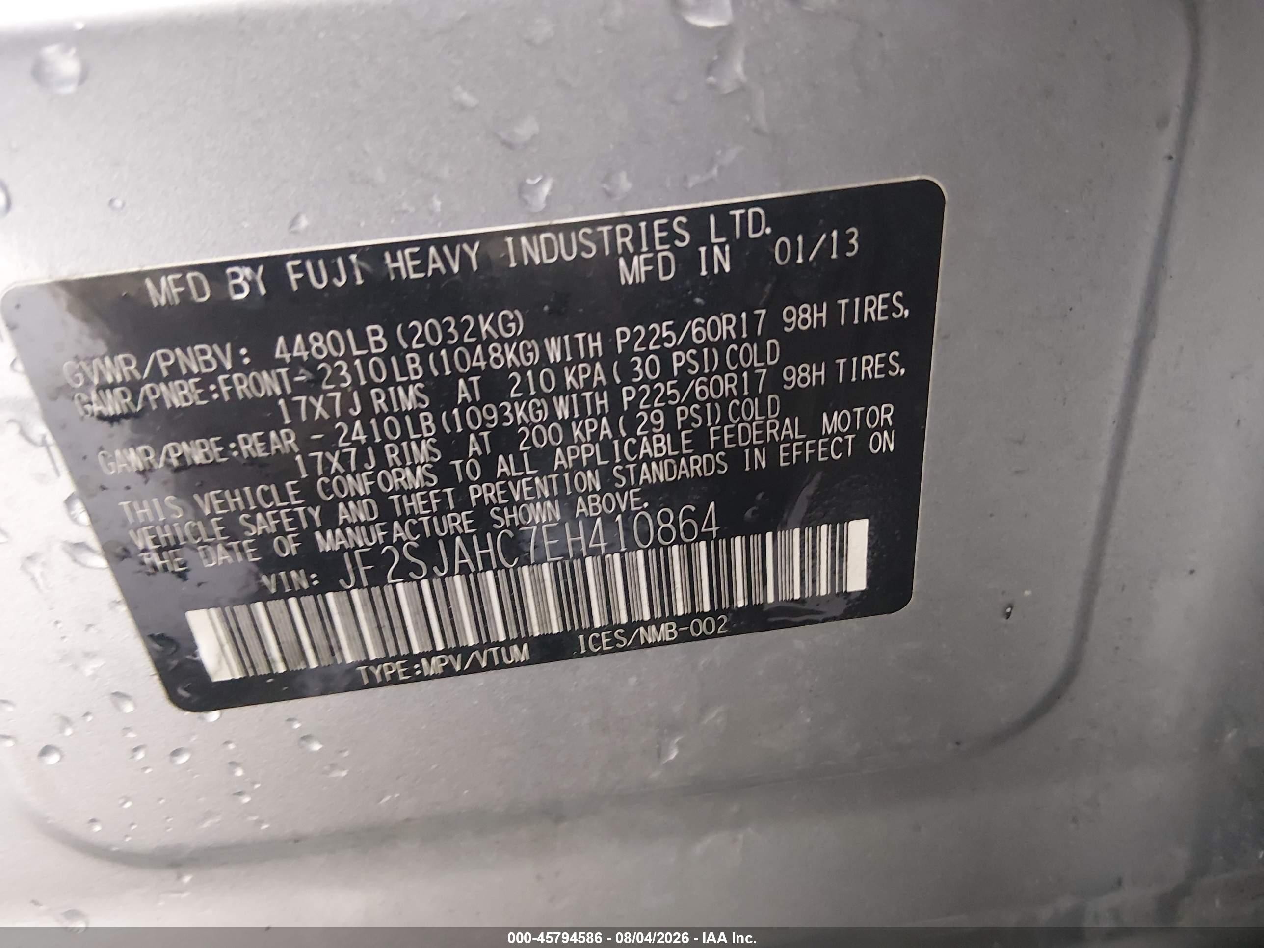 2014 Subaru Forester 2.5i Limited Silver vin: JF2SJAHC7EH410864