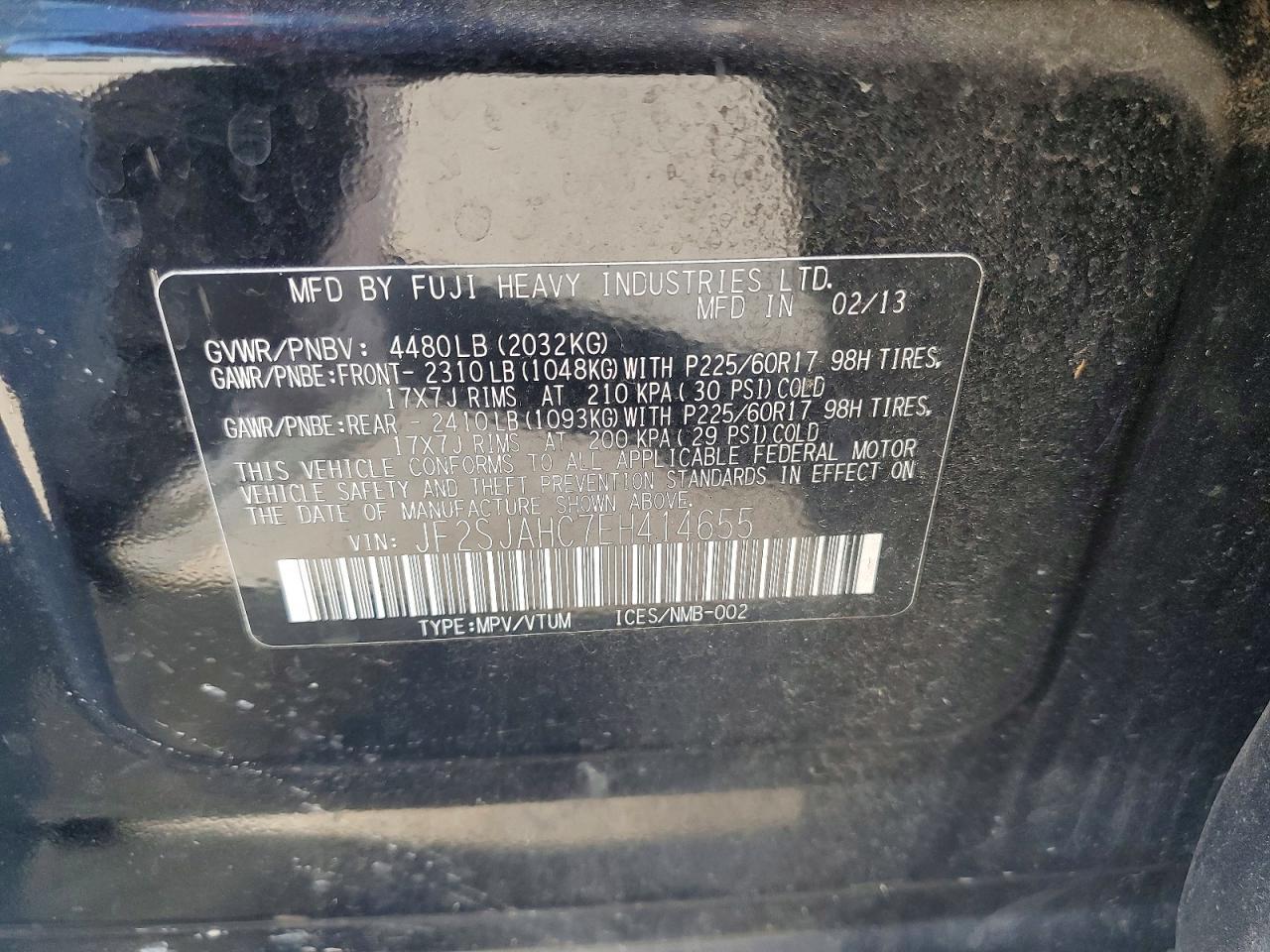 2014 Subaru Forester 2.5i Limited Black vin: JF2SJAHC7EH414655