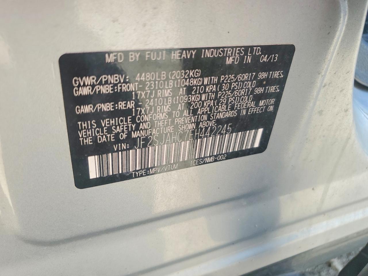 2014 Subaru Forester 2.5i Limited Серебряный vin: JF2SJAHC7EH442245