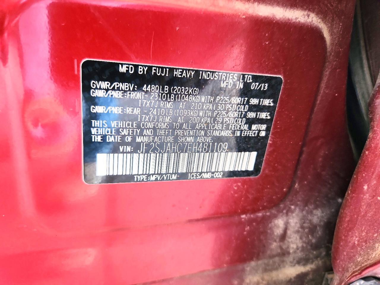 2014 Subaru Forester 2.5i Limited Red vin: JF2SJAHC7EH481109