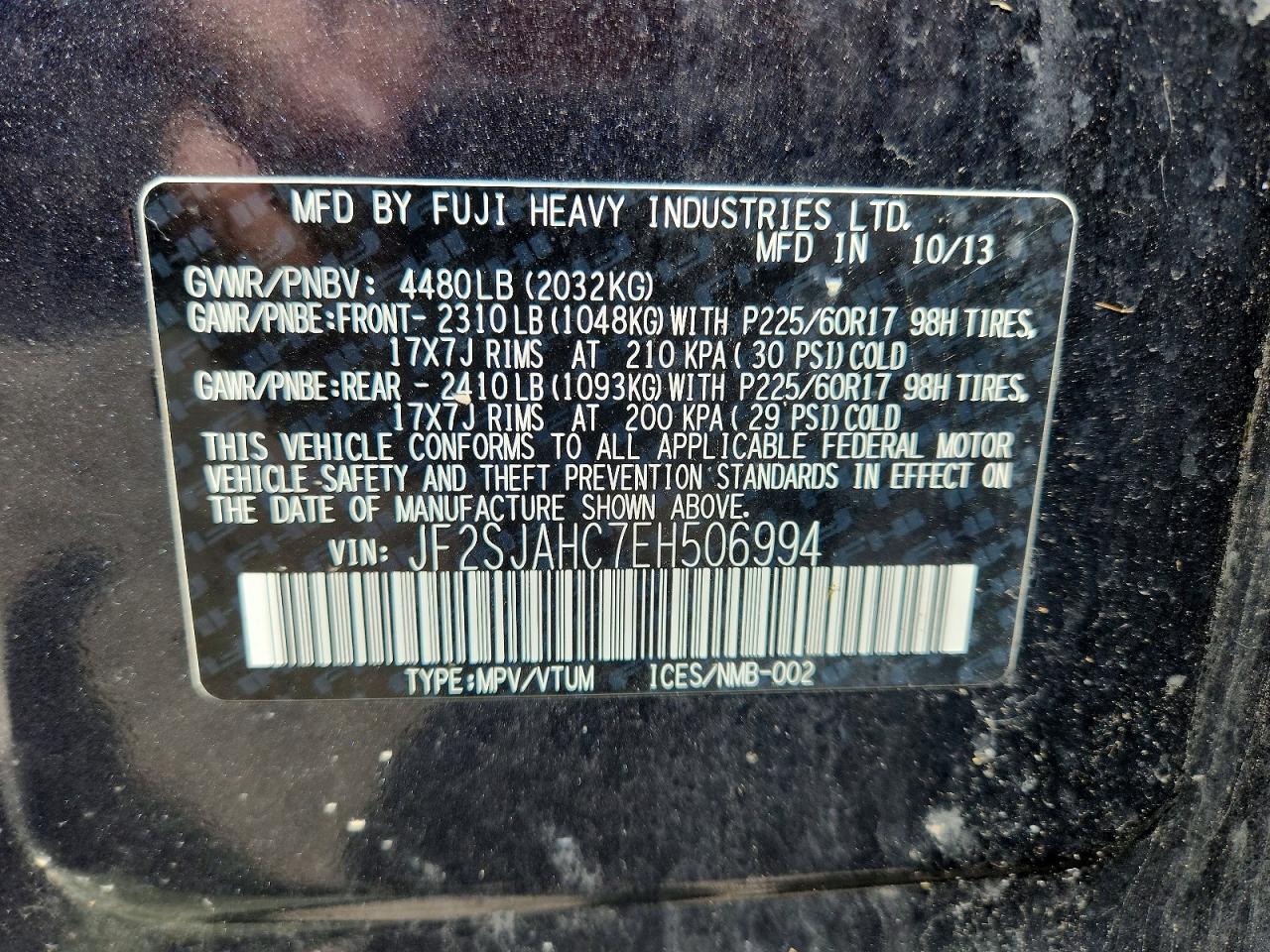 2014 Subaru Forester 2.5i Limited Charcoal vin: JF2SJAHC7EH506994