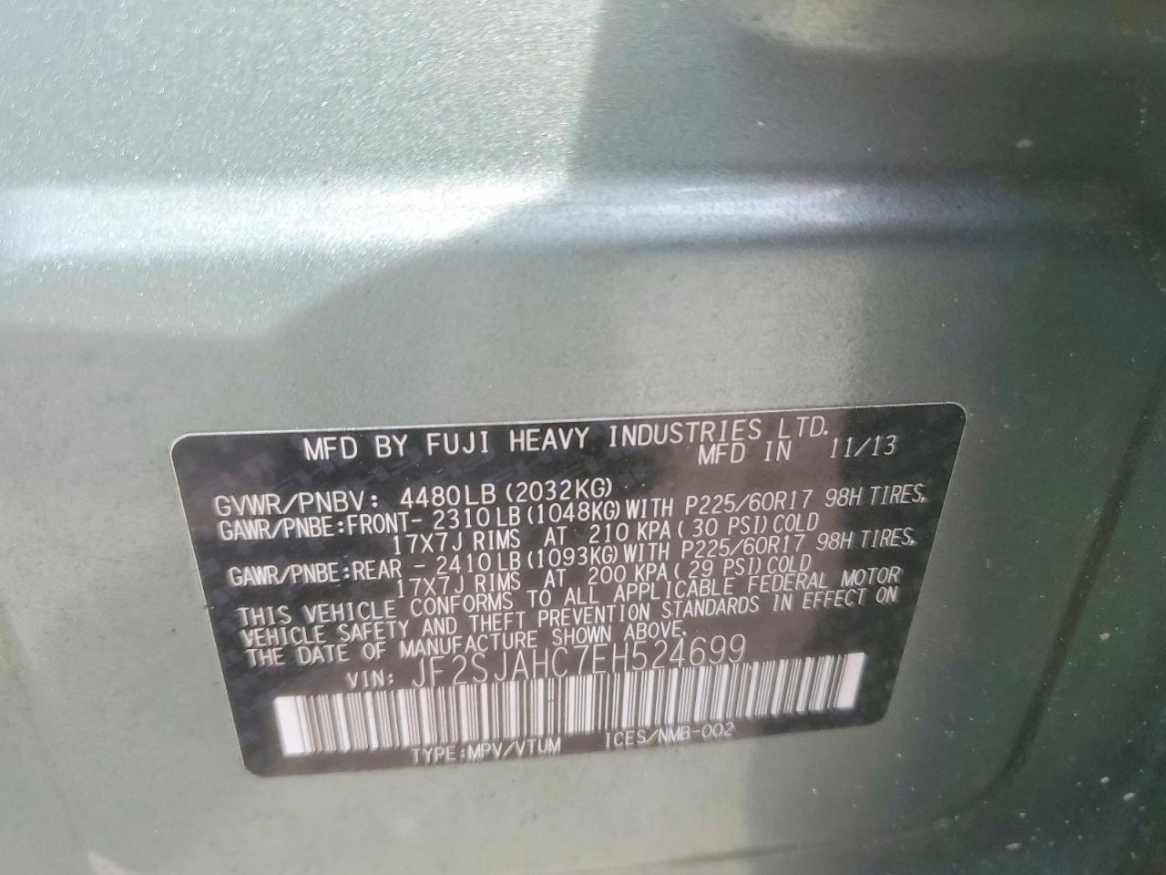 2014 Subaru Forester 2.5i Limited Green vin: JF2SJAHC7EH524699