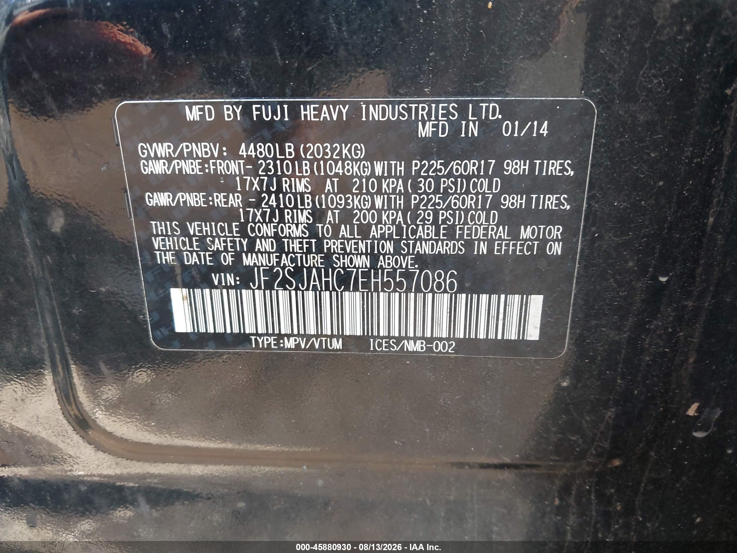2014 Subaru Forester 2.5i Limited Black vin: JF2SJAHC7EH557086