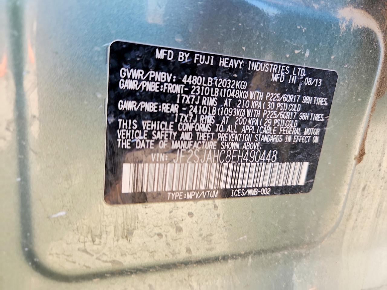 2014 Subaru Forester 2.5i Limited Green vin: JF2SJAHC8EH490448