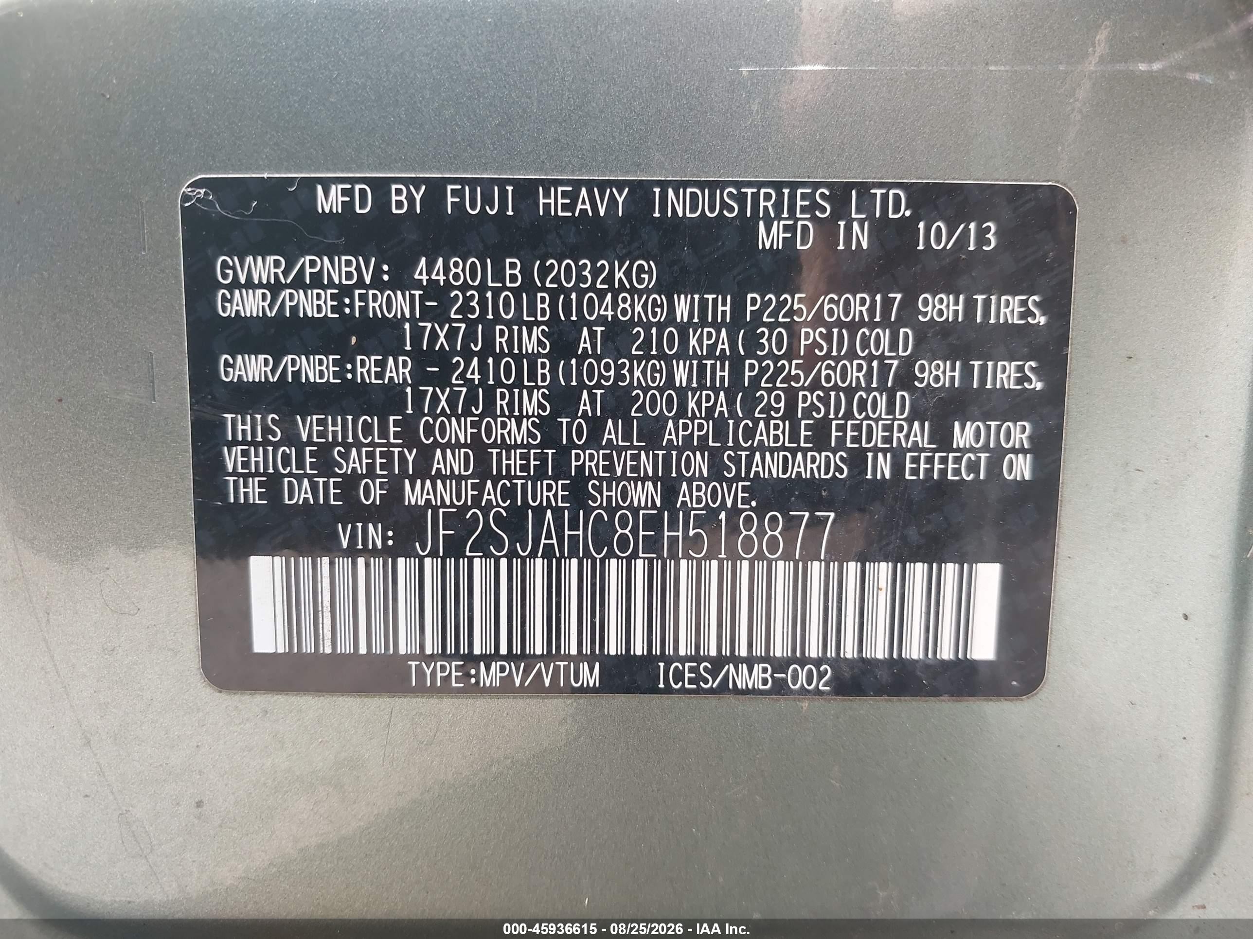 2014 Subaru Forester 2.5i Limited Зеленый vin: JF2SJAHC8EH518877