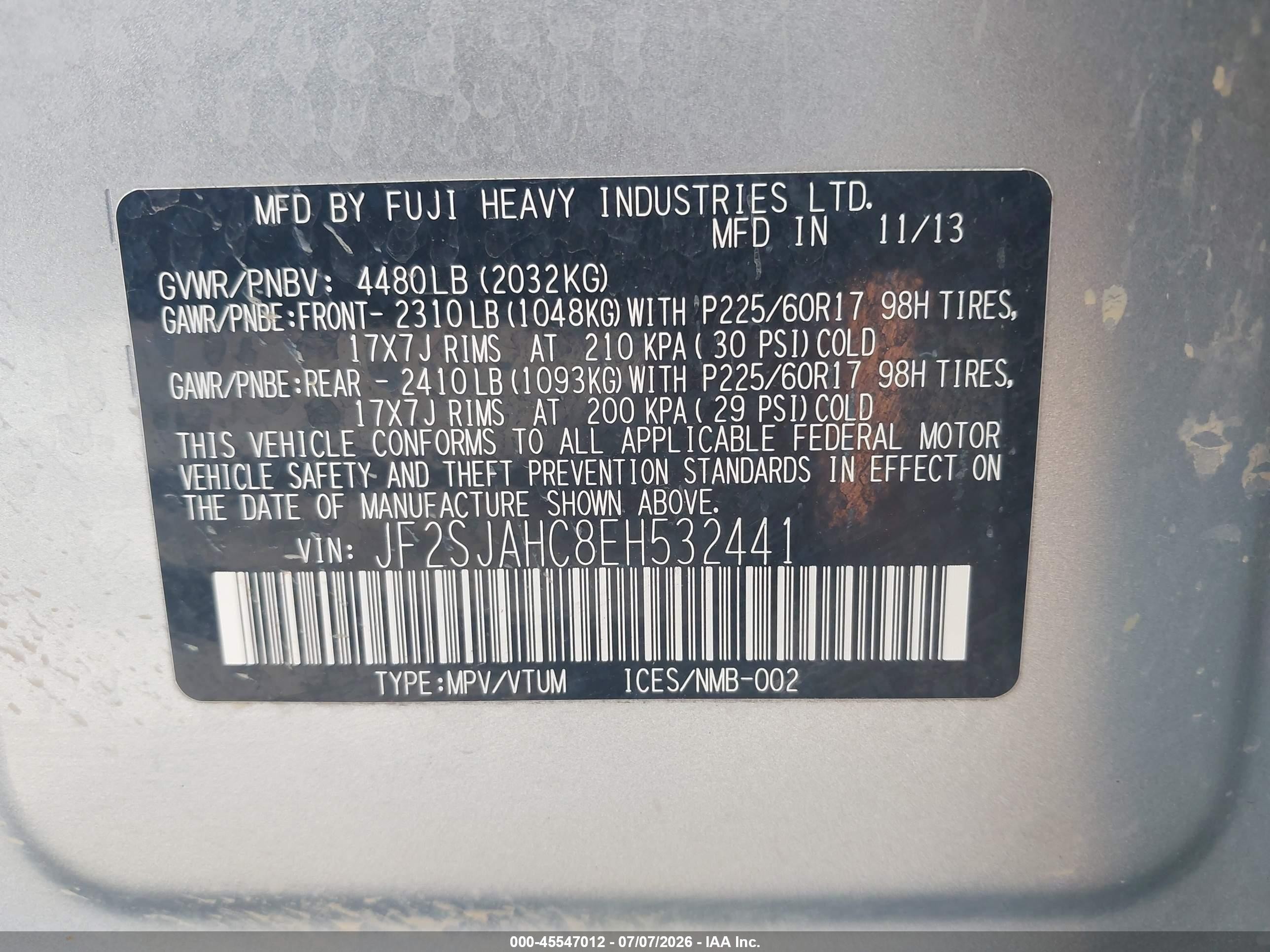 2014 Subaru Forester 2.5i Limited Silver vin: JF2SJAHC8EH532441