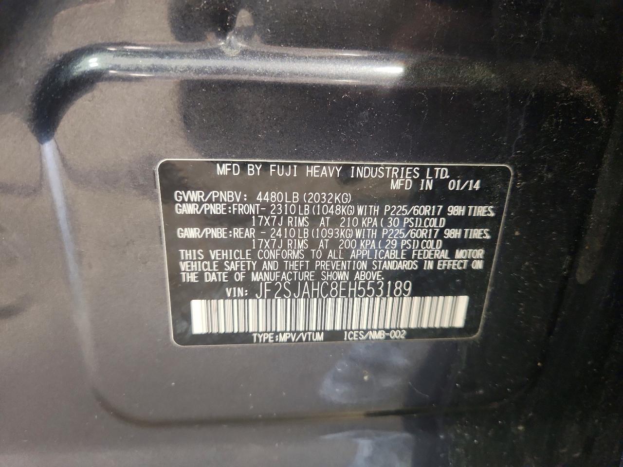 2014 Subaru Forester 2.5i Limited Blue vin: JF2SJAHC8EH553189