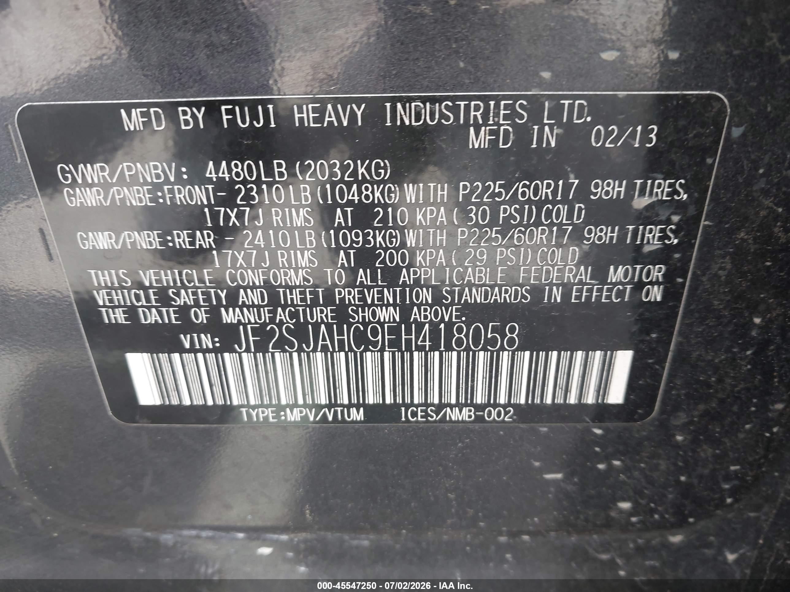 2014 Subaru Forester 2.5i Limited Gray vin: JF2SJAHC9EH418058