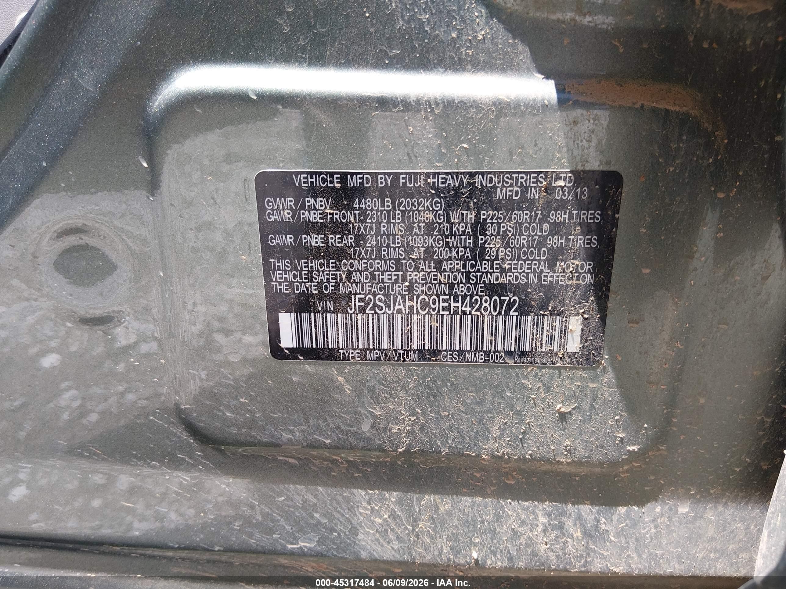 2014 Subaru Forester 2.5i Limited Green vin: JF2SJAHC9EH428072
