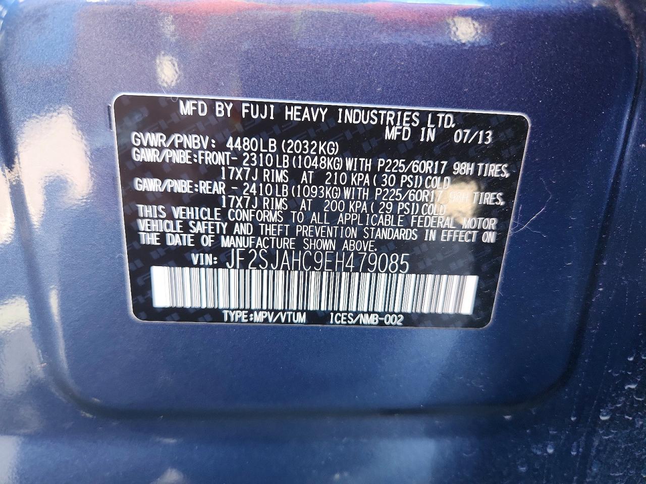 2014 Subaru Forester 2.5i Limited Blue vin: JF2SJAHC9EH479085