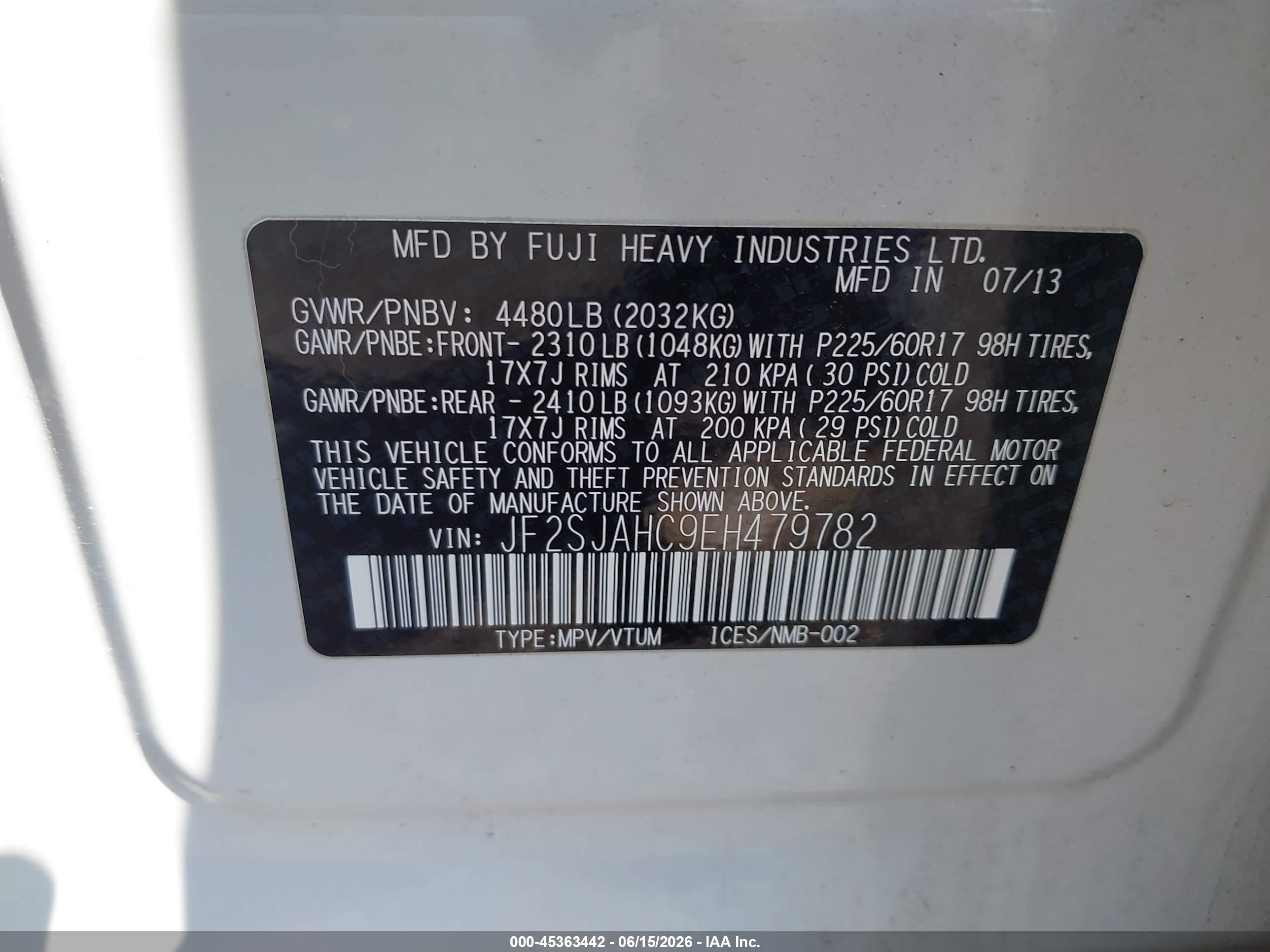 2014 Subaru Forester 2.5i Limited White vin: JF2SJAHC9EH479782