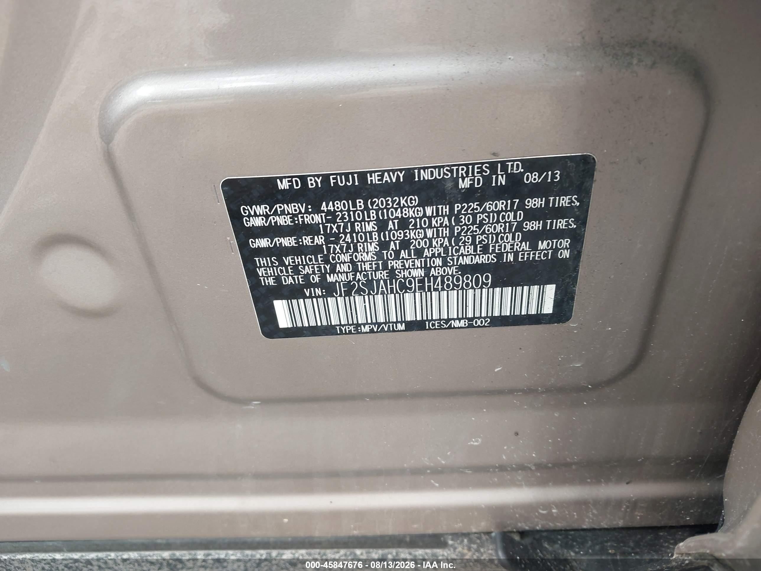 2014 Subaru Forester 2.5i Limited Gold vin: JF2SJAHC9EH489809