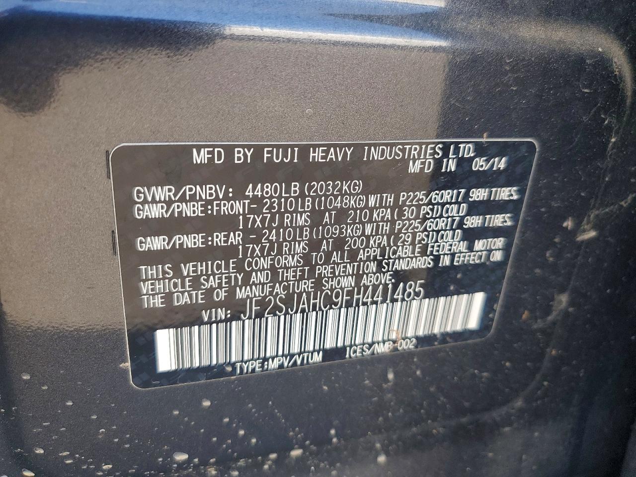 2015 Subaru Forester 2.5i Limited Black vin: JF2SJAHC9FH441485